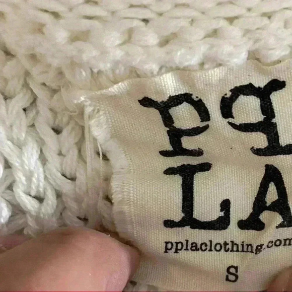 PPLA Creme Crochet 3/4 Sleeve 100% Cotton Loose Knit Cropped Sweater Size S - Picture 13 of 13